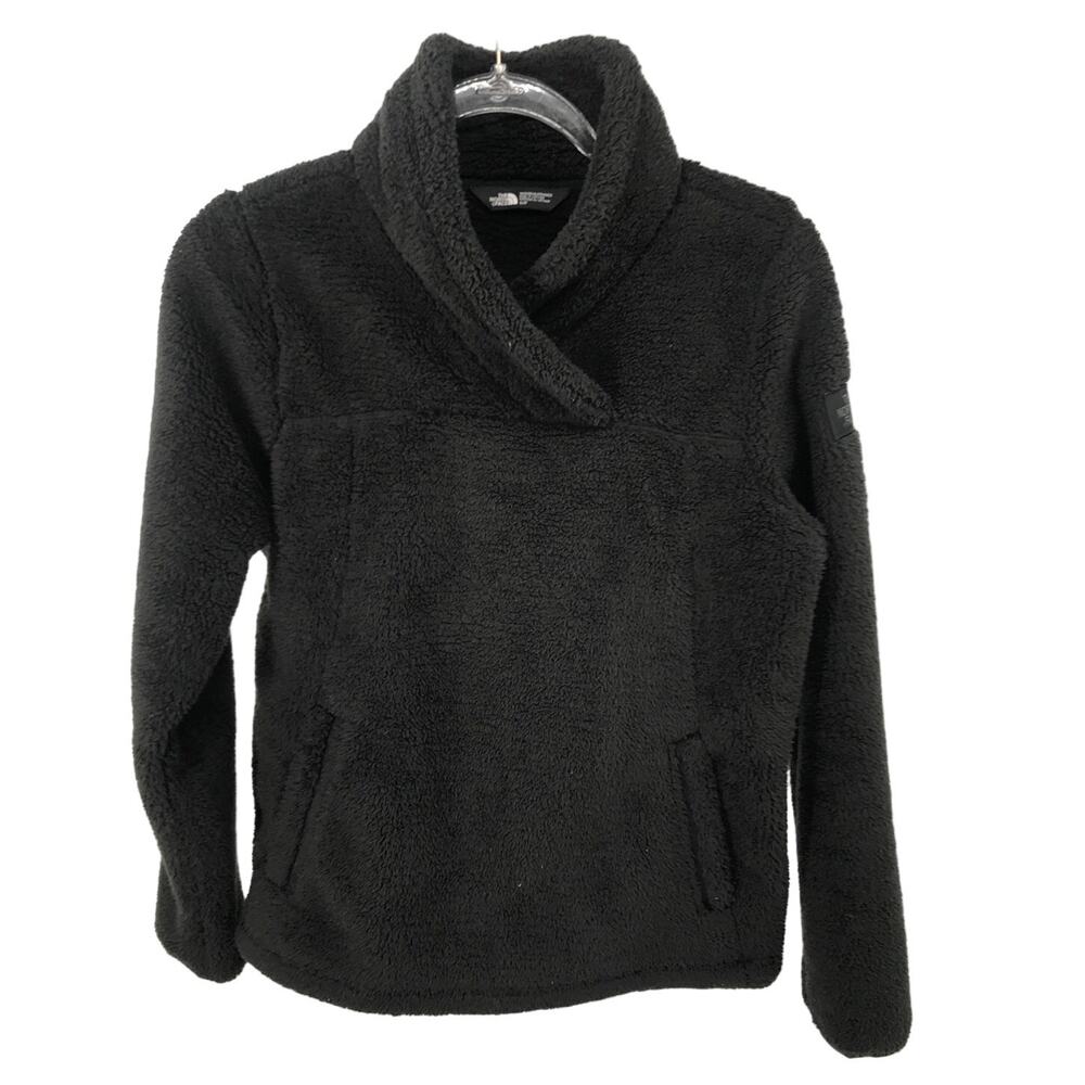 The North Face Black Sherpa Funnel Neck Pullover Sweatshirt Womens S